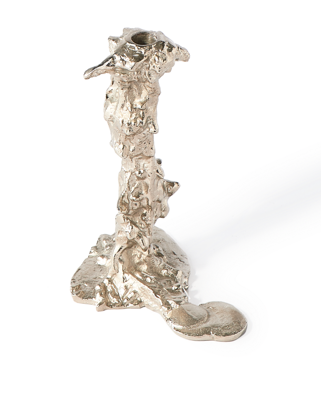Drip Candle Holder L Silver
